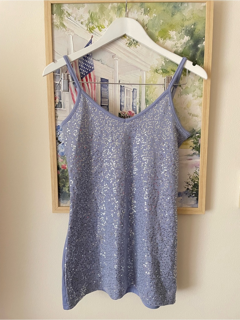 Vanity Y2K McBling Era Essentials Sequin Front Cami Top Lavender Large